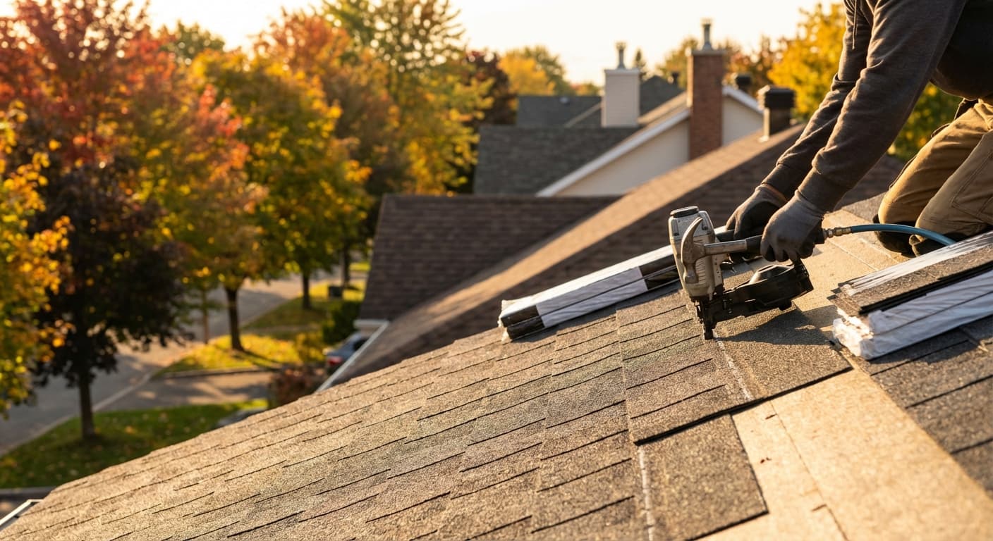 Inspection de toiture avec bardeaux endommagés et usés